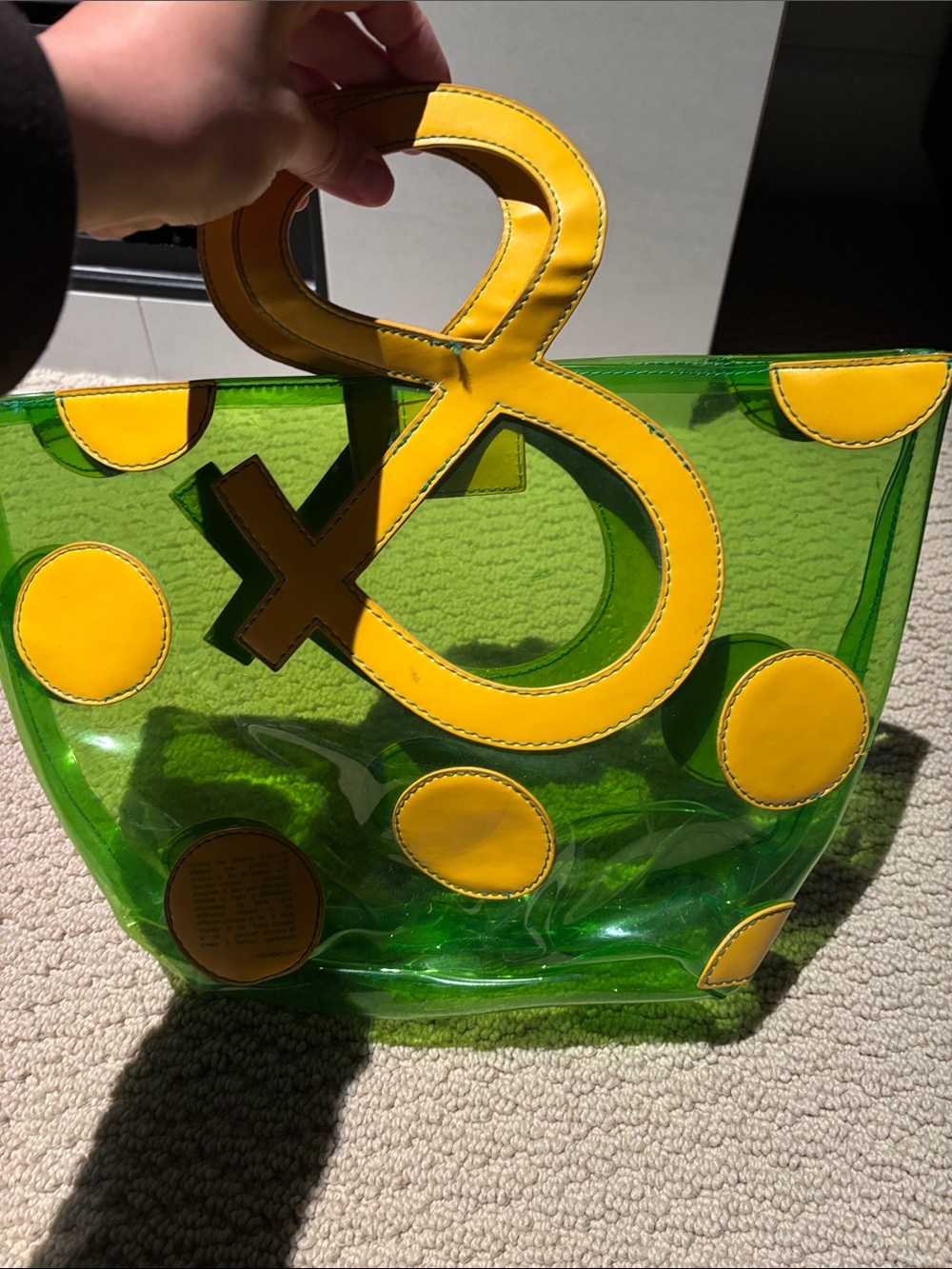 Matt & Nat Green Transparent Tote with Yellow Polka Dot & Ampersand - Picture 3 of 3